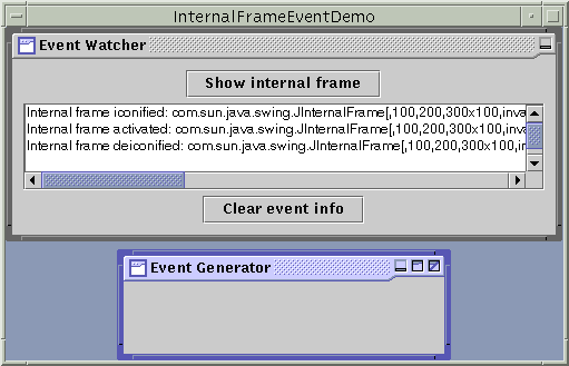 Screendump of InternalFrameEventDemo